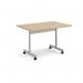 Rectangular flip top meeting table with silver frame 1200mm x 800mm - Kendal Oak FLP12-S-KO