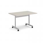 Rectangular flip top meeting table with silver frame 1200mm x 800mm - Light Grey FLP12-S-LG