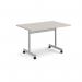 Rectangular flip top meeting table with silver frame 1200mm x 800mm - Light Grey FLP12-S-LG