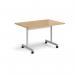 Rectangular flip top meeting table with silver frame 1200mm x 800mm - oak FLP12-S-O