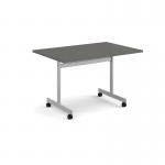 Rectangular flip top meeting table with silver frame 1200mm x 800mm - Onyx Grey FLP12-S-OG