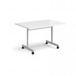 Rectangular flip top meeting table with silver frame 1200mm x 800mm - white FLP12-S-WH