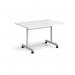 Rectangular flip top meeting table with silver frame 1200mm x 800mm - white FLP12-S-WH