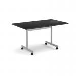 Rectangular flip top meeting table with silver frame 1400mm x 800mm - Black FLP14-S-BK