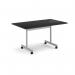 Rectangular flip top meeting table with silver frame 1400mm x 800mm - Black FLP14-S-BK