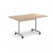 Rectangular flip top meeting table with silver frame 1400mm x 800mm - Kendal Oak FLP14-S-KO
