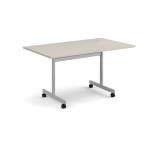 Rectangular flip top meeting table with silver frame 1400mm x 800mm - Light Grey FLP14-S-LG