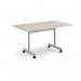 Rectangular flip top meeting table with silver frame 1400mm x 800mm - Light Grey FLP14-S-LG