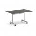 Rectangular flip top meeting table with silver frame 1400mm x 800mm - Onyx Grey FLP14-S-OG