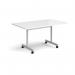 Rectangular flip top meeting table with silver frame 1400mm x 800mm - white FLP14-S-WH