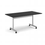 Rectangular flip top meeting table with silver frame 1600mm x 800mm - Black FLP16-S-BK