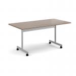 Rectangular flip top meeting table with silver frame 1600mm x 800mm - Barcelona Walnut FLP16-S-BW
