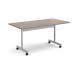 Rectangular flip top meeting table with silver frame 1600mm x 800mm - Barcelona Walnut FLP16-S-BW