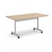 Rectangular flip top meeting table with silver frame 1600mm x 800mm - Kendal Oak FLP16-S-KO