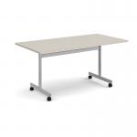 Rectangular flip top meeting table with silver frame 1600mm x 800mm - Light Grey FLP16-S-LG