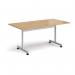 Rectangular flip top meeting table with silver frame 1600mm x 800mm - oak FLP16-S-O