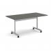 Rectangular flip top meeting table with silver frame 1600mm x 800mm - Onyx Grey FLP16-S-OG