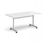 Rectangular flip top meeting table with silver frame 1600mm x 800mm - white FLP16-S-WH