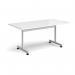 Rectangular flip top meeting table with silver frame 1600mm x 800mm - white FLP16-S-WH