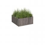 Flux modular storage single wooden planter box with plants - grey oak FL-PLP1-GO