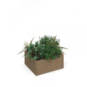 Flux modular storage single wooden planter box with plants - Kendal oak FL-PLP1-KO