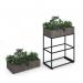 Flux modular storage double wooden planter box with plants - grey oak FL-PLP2-GO