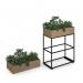 Flux modular storage double wooden planter box with plants - kendal oak FL-PLP2-KO