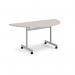 Semi circular flip top meeting table with silver frame 1600mm x 800mm - Light Grey FLPS-S-LG