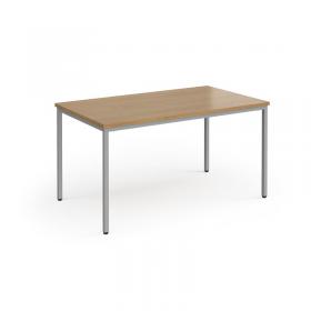 Flexi 25 rectangular table with silver frame 1400mm x 800mm - oak FLT1400-S-O