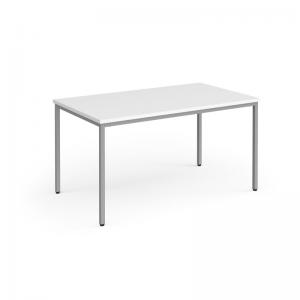 Flexi 25 rectangular table with silver frame 1400mm x 800mm - white