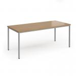 Flexi 25 rectangular table with silver frame 1800mm x 800mm - oak FLT1800-S-O