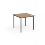 Flexi 25 square table with graphite frame 800mm x 800mm - oak FLT800-G-O