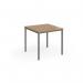 Flexi 25 square table with graphite frame 800mm x 800mm - oak