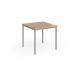 Flexi 25 square table with silver frame 800mm x 800mm - beech