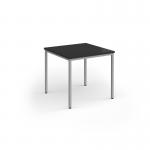 Flexi 25 square table with silver frame 800mm x 800mm - Black FLT800-S-BK
