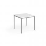Flexi 25 square table with silver frame 800mm x 800mm - white FLT800-S-WH