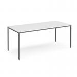 Rectangular flexi table with graphite frame 1800mm x 800mm - white