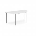 Semi circular flexi table with graphite frame 1600mm x 800mm - white