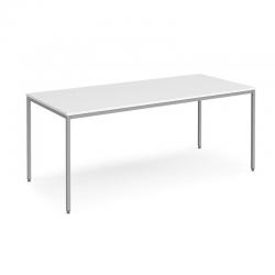 Cheap Stationery Supply of Rectangular flexi table with silver frame 1800mm x 800mm - white Office Statationery