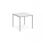 Rectangular flexi table with silver frame 800mm x 800mm - white