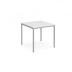 Cheap Stationery Supply of Rectangular flexi table with silver frame 800mm x 800mm - white Office Statationery