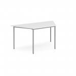 Trapezoidal flexi table with silver frame 1600mm x 800mm - white