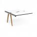 Fuze add on units back to back 1200mm x 1600mm with oak legs - white underframe, white top, black edge FZ1216-AB-WH-WK