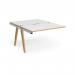 Fuze add on units back to back 1200mm x 1600mm with oak legs - white underframe, white top with oak edging FZ1216-AB-WH-WO