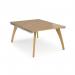 Fuze starter units back to back 1200mm x 1600mm with oak legs - white underframe, oak top FZ1216-SB-WH-O