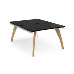 Fuze back to back desks 1200mm x 1600mm with oak legs - white underframe, black top FZ1216-WH-BK