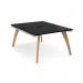 Fuze back to back desks 1200mm x 1600mm with oak legs - white underframe, black top FZ1216-WH-BK