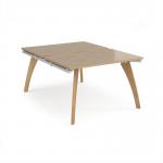Fuze back to back desks 1200mm x 1600mm with oak legs - white underframe, kendal oak top FZ1216-WH-KO