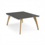 Fuze back to back desks 1200mm x 1600mm with oak legs - white underframe, storm grey top FZ1216-WH-OG