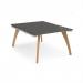 Fuze back to back desks 1200mm x 1600mm with oak legs - white underframe, storm grey top FZ1216-WH-OG
